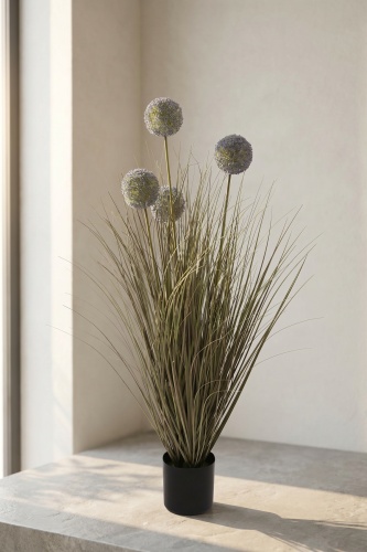 Eterna Bloom Yapay Saksılı Allium Çiçeği Lila - 90 cm - Acar