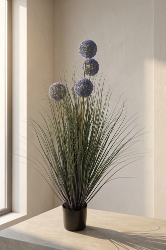 Eterna Bloom Yapay Saksılı Allium Çiçeği Mor - 90 cm - Acar