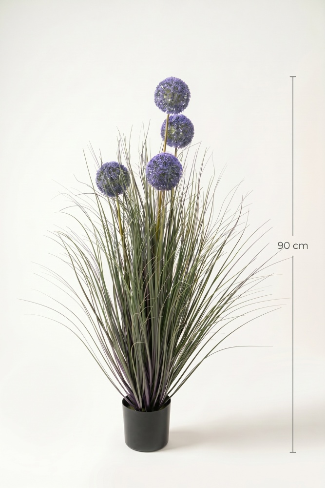 Eterna Bloom Yapay Saksılı Allium Çiçeği Mor - 90 cm - 3