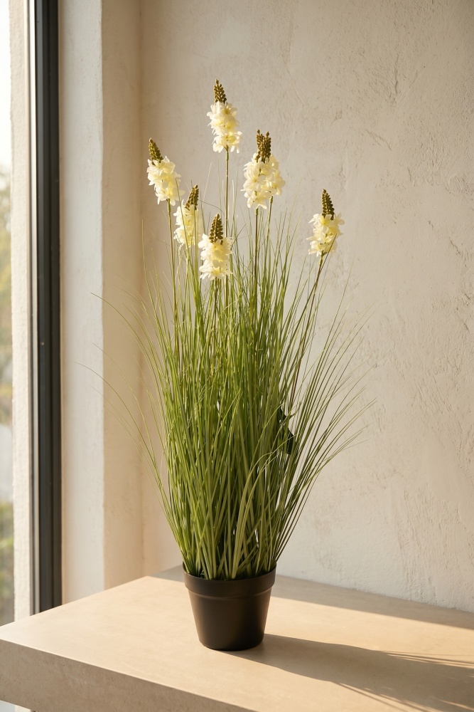 Eterna Bloom Yapay Saksılı Şebboy Krem - 90 cm - 1