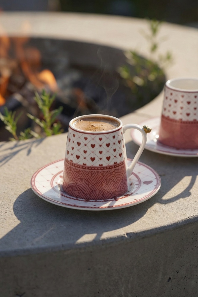 Faith 6 Kişilik Porselen Kahve Fincan Takımı - 90 ml - 3