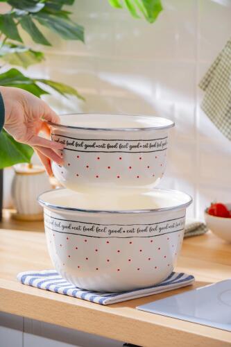 Feel Good Emaye 3 lü Saklama ve Karıştırma Kabı - 12
