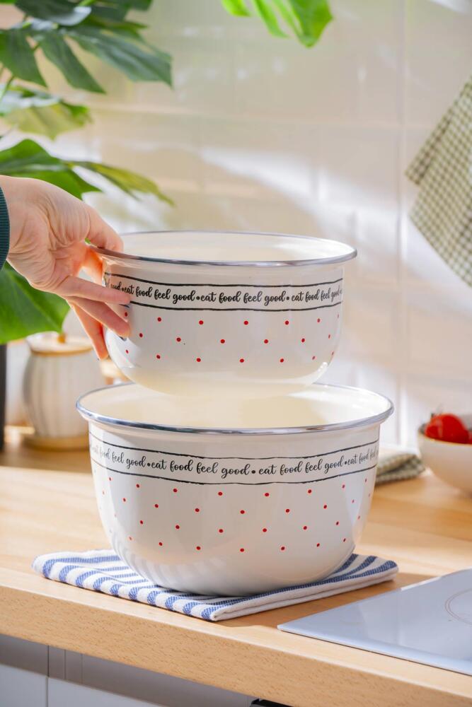 Feel Good Emaye 3 lü Saklama ve Karıştırma Kabı - 12