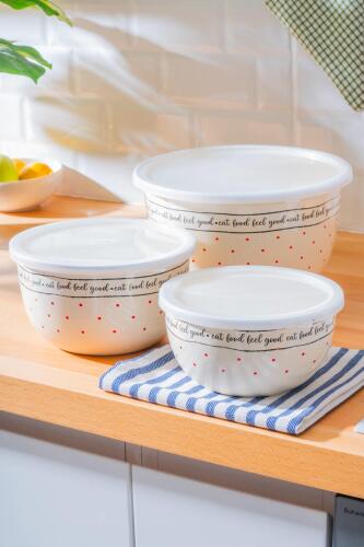 Feel Good Emaye 3 lü Saklama ve Karıştırma Kabı - Acar