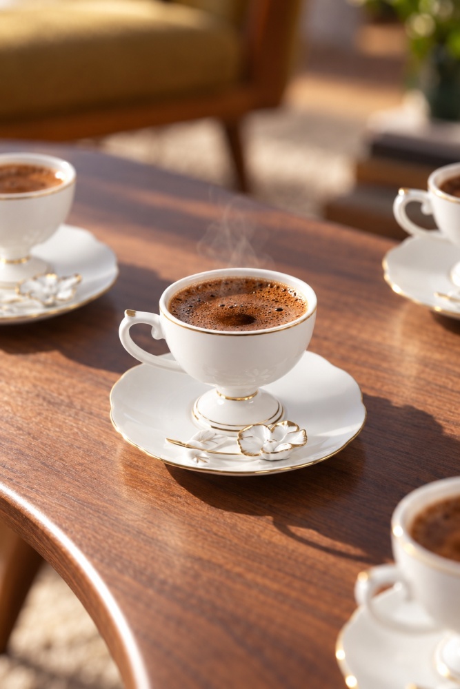 Felicity 6 Kişilik Porselen Kahve Fincan Takımı Beyaz - 90 ml - 1