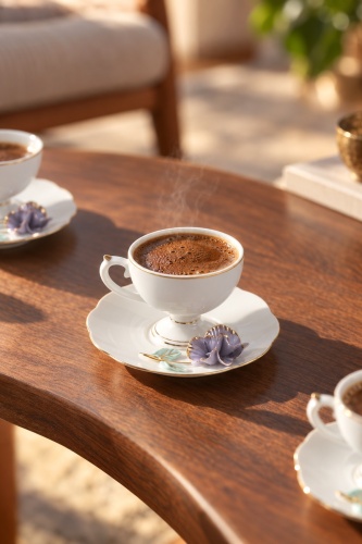 Felicity 6 Kişilik Porselen Kahve Fincan Takımı Mor - 90 ml - ACAR