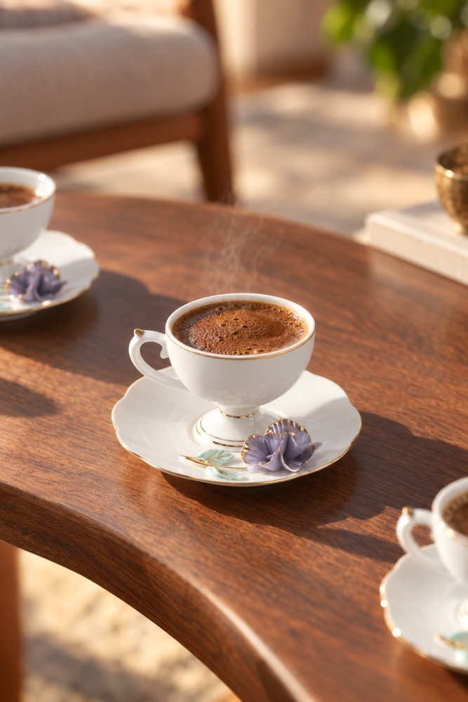 Felicity 6 Kişilik Porselen Kahve Fincan Takımı Mor - 90 ml - 1