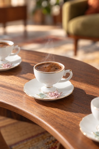 Felicity 6 Kişilik Porselen Kahve Fincan Takımı Pembe - 90 ml - ACAR