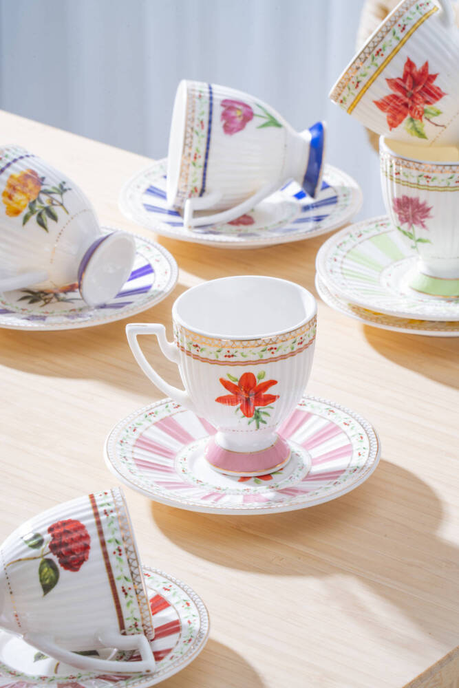 Fienne 6 Kişilik Porselen Kahve Fincan Takımı - 90 ml - 1