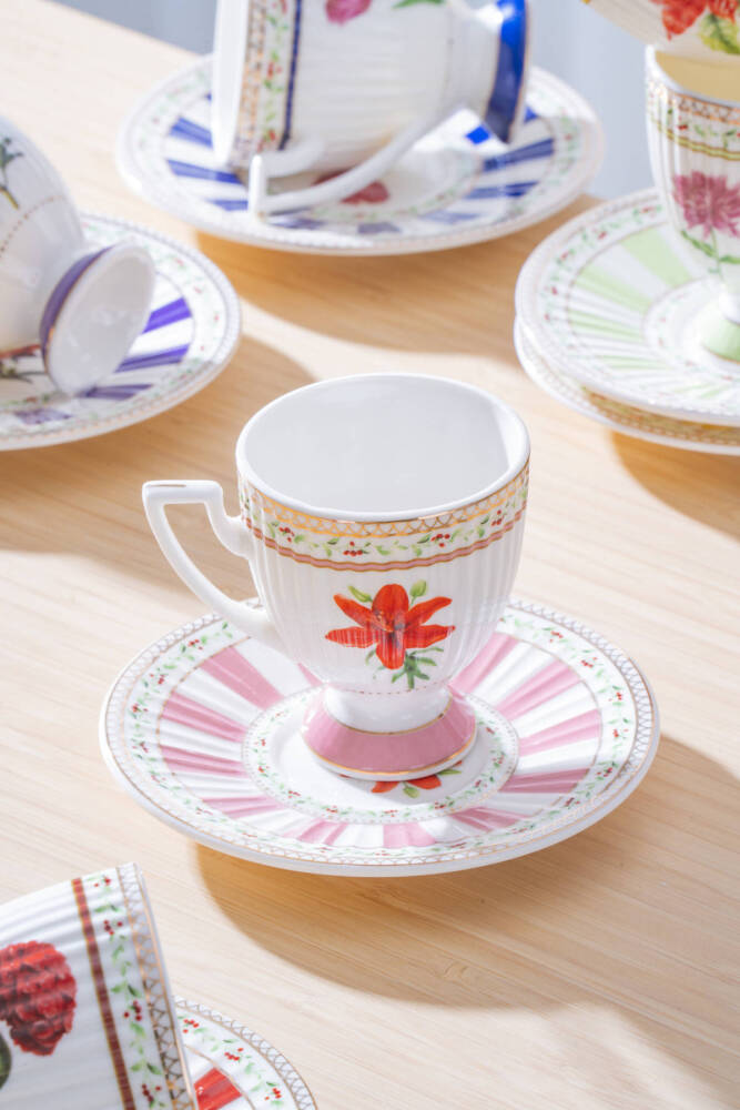 Fienne 6 Kişilik Porselen Kahve Fincan Takımı - 90 ml - 2