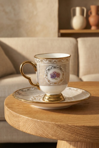 Fiona 6 Kişilik Porselen Kahve Fincanı Takımı - 90 ml - 2