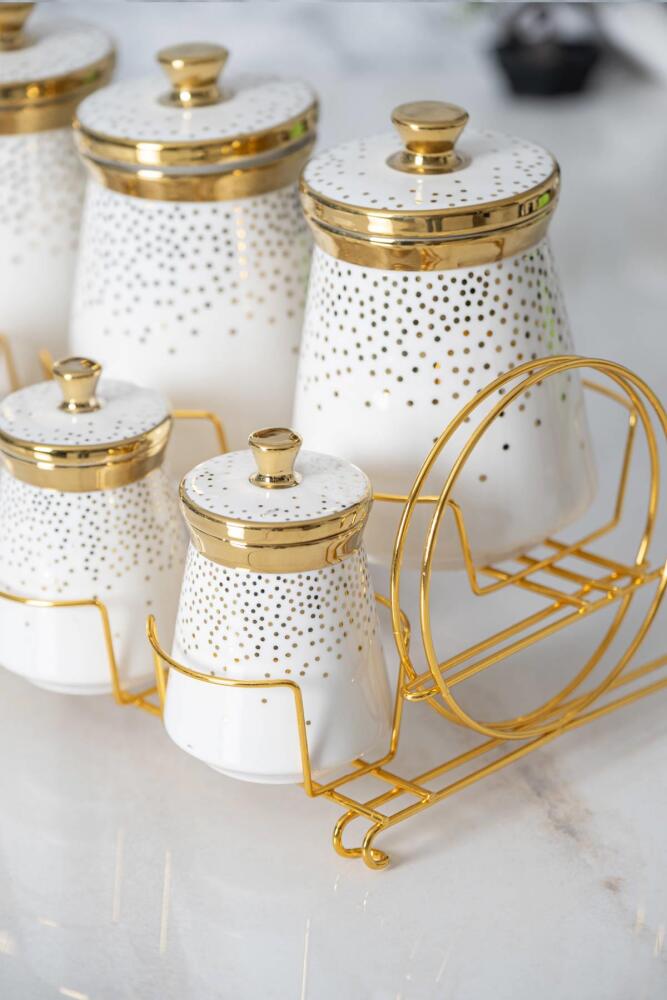 Fleur 8 Parça Porselen Baharat Seti - Gold - 2