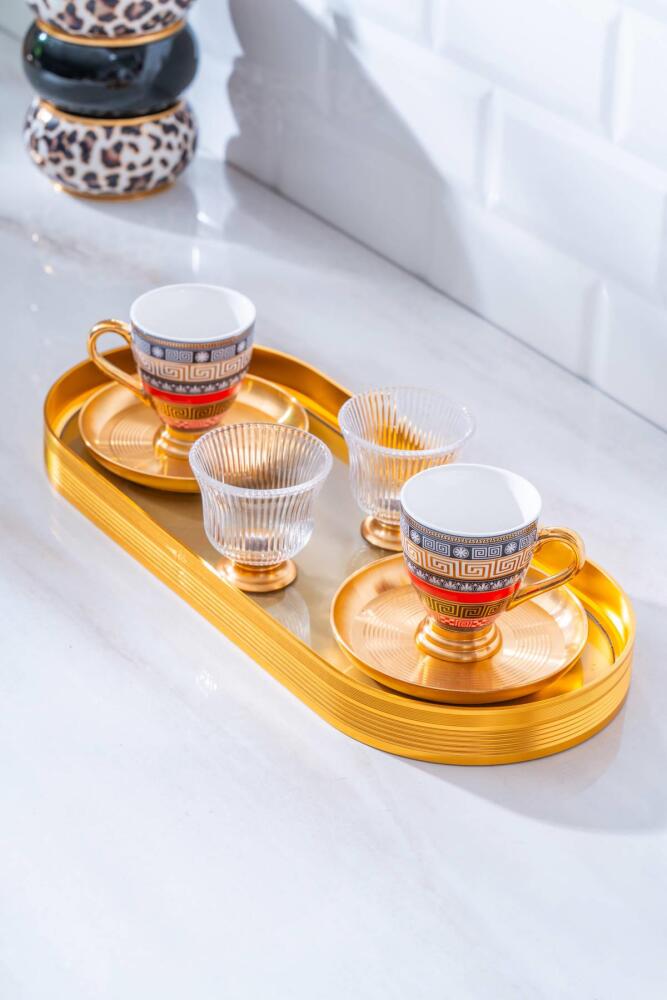Frenze 2 Kişilik Cam Tepsili Kahve Fincanı Takımı - 90 ml - 1