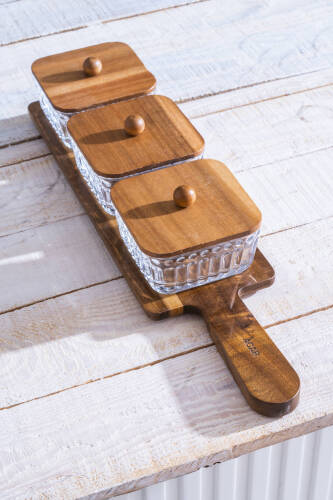 Gemmy 3 lü Akasya Tepsili Sunumluk Seti - Acar