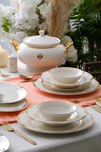 Grace 60 Piece Gold Porcelain Dinner Set For 12 People - Queen Victoria