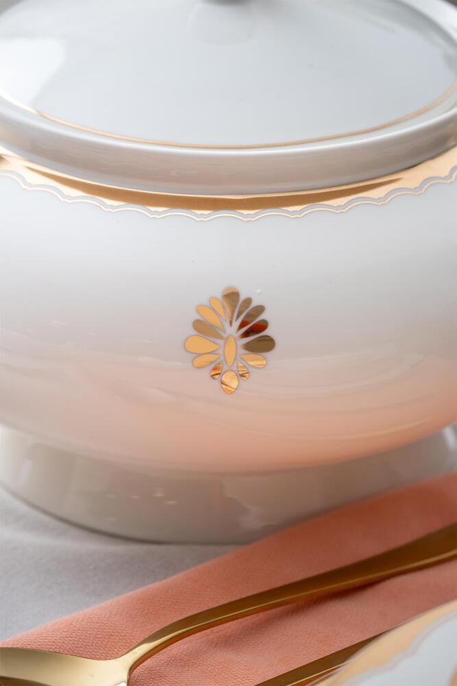 Grace 60 Piece Gold Porcelain Dinner Set For 12 People - 10