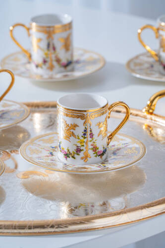 Groove 24K Altın Detaylı 6 Kişilik Porselen Kahve Fincan Takımı - 100 ml - Acar