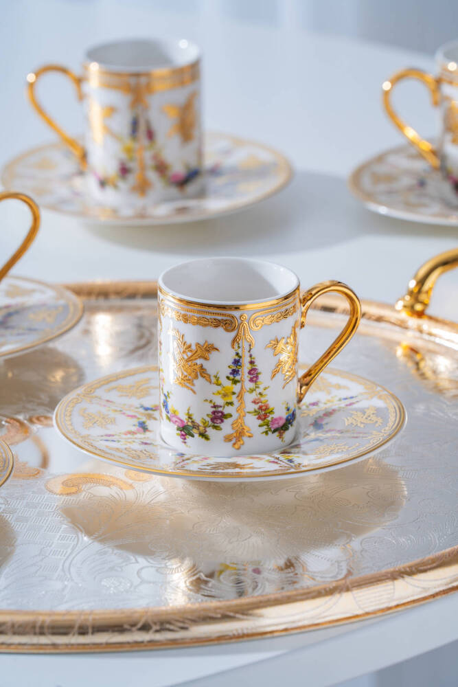 Groove 24K Altın Detaylı 6 Kişilik Porselen Kahve Fincan Takımı - 100 ml - 1