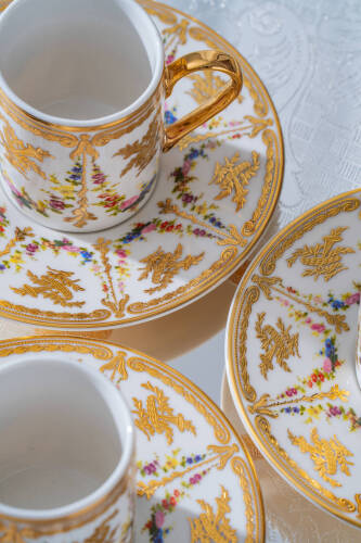 Groove 24K Altın Detaylı 6 Kişilik Porselen Kahve Fincan Takımı - 100 ml - 2