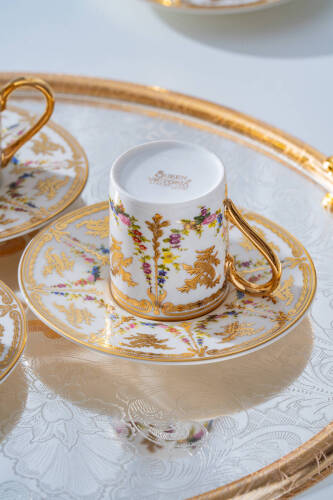 Groove 24K Altın Detaylı 6 Kişilik Porselen Kahve Fincan Takımı - 100 ml - 4