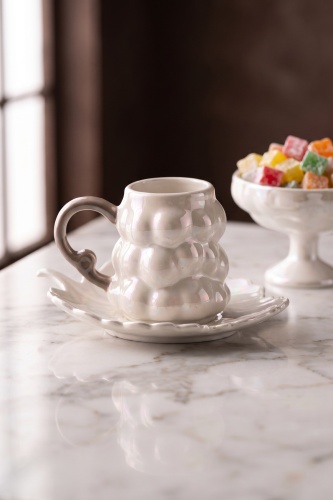 Gummy 2 Kişilik Porselen Kahve Fincan Takımı - 90 ml - 2