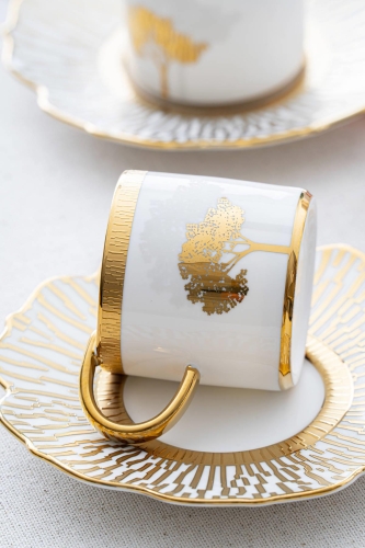 Hadeon 6 Kişilik Kahve Fincanı Takımı - Gold - 5