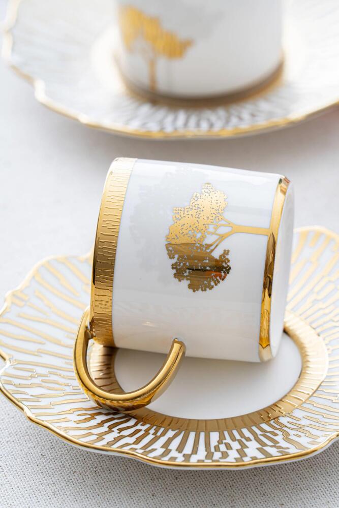 Hadeon 6 Kişilik Kahve Fincanı Takımı - Gold - 5