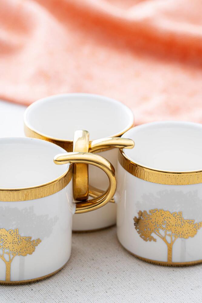 Hadeon 6 Kişilik Kahve Fincanı Takımı - Gold - 6