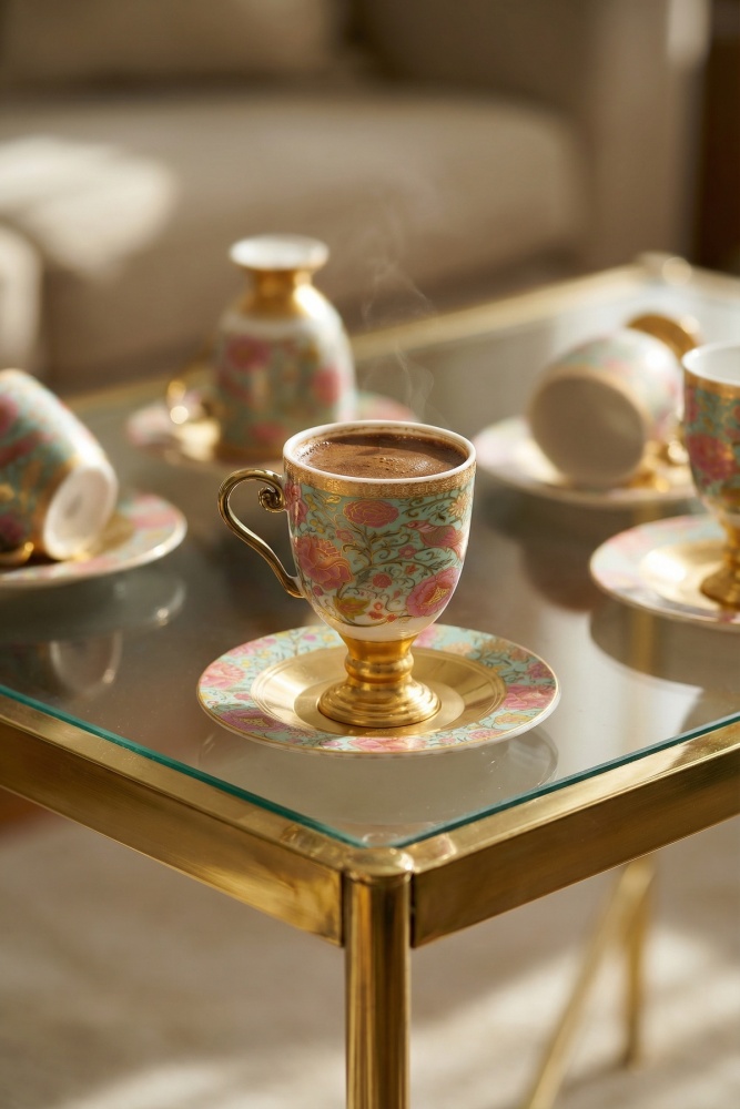 Hayley 6 Kişilik Porselen Kahve Fincanı Takımı - 90 ml - 1