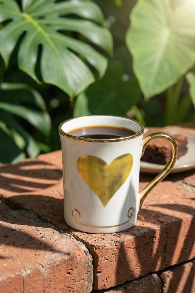 Heart Porselen Kupa Sarı - 250 ml - 1