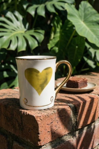 Heart Porselen Kupa Sarı - 250 ml - 2