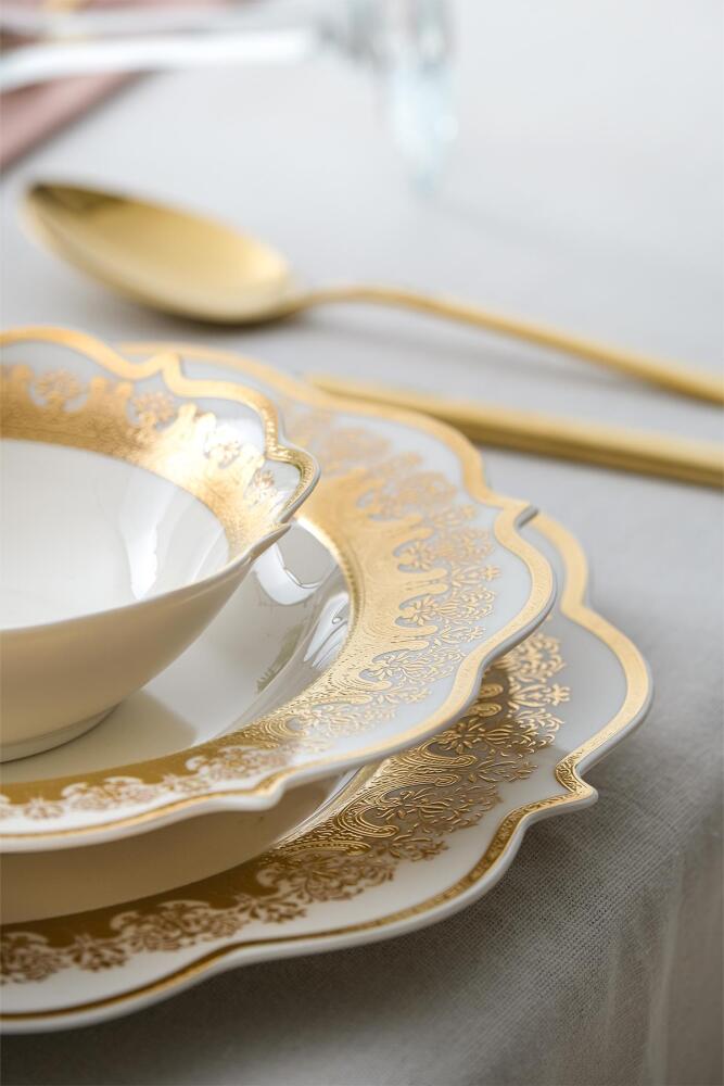 Helena 60 Piece Gold Porcelain Dinner Set For 12 People - 8