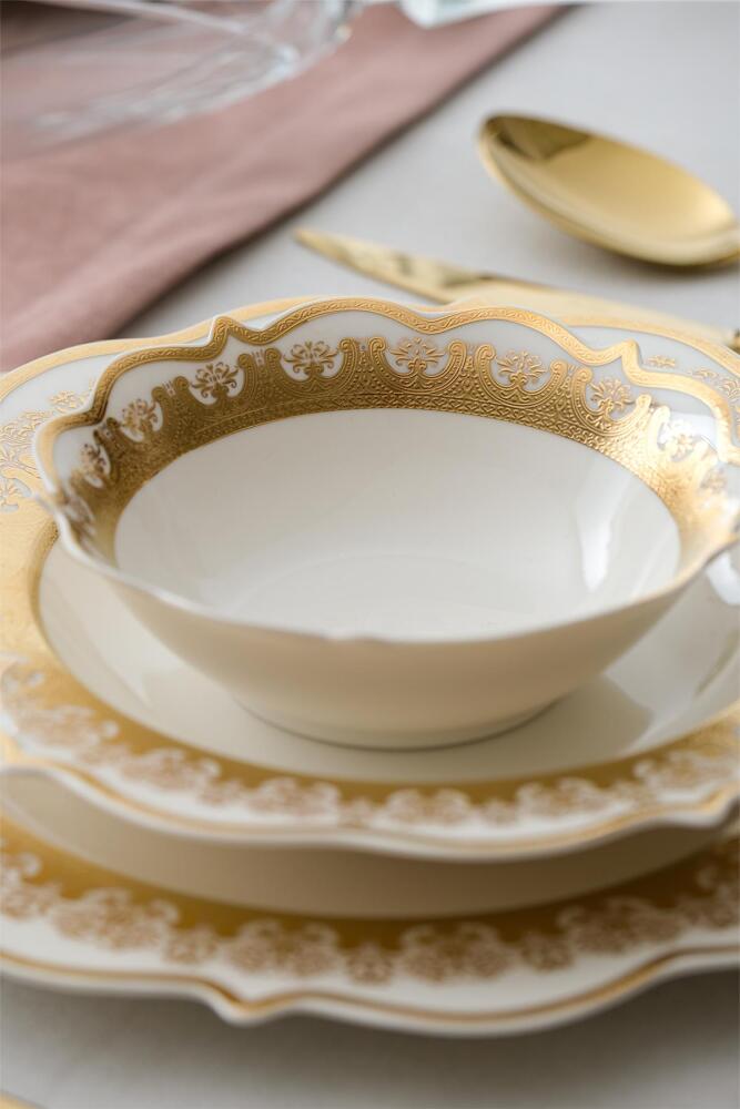 Helena 60 Piece Gold Porcelain Dinner Set For 12 People - 9