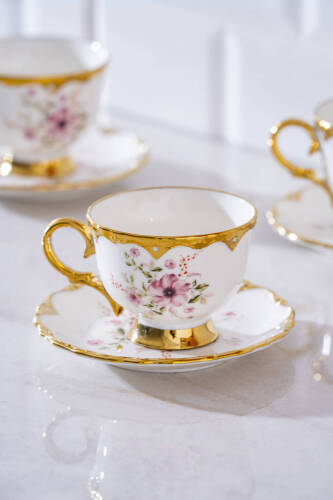 Hermia 6 Kişilik Porselen Kahve Fincan Takımı - 90 ml - Acar