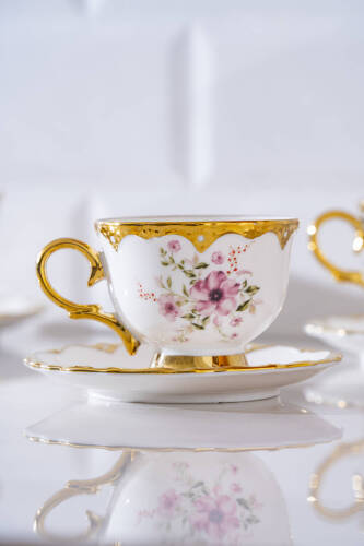 Hermia 6 Kişilik Porselen Kahve Fincan Takımı - 90 ml - 2