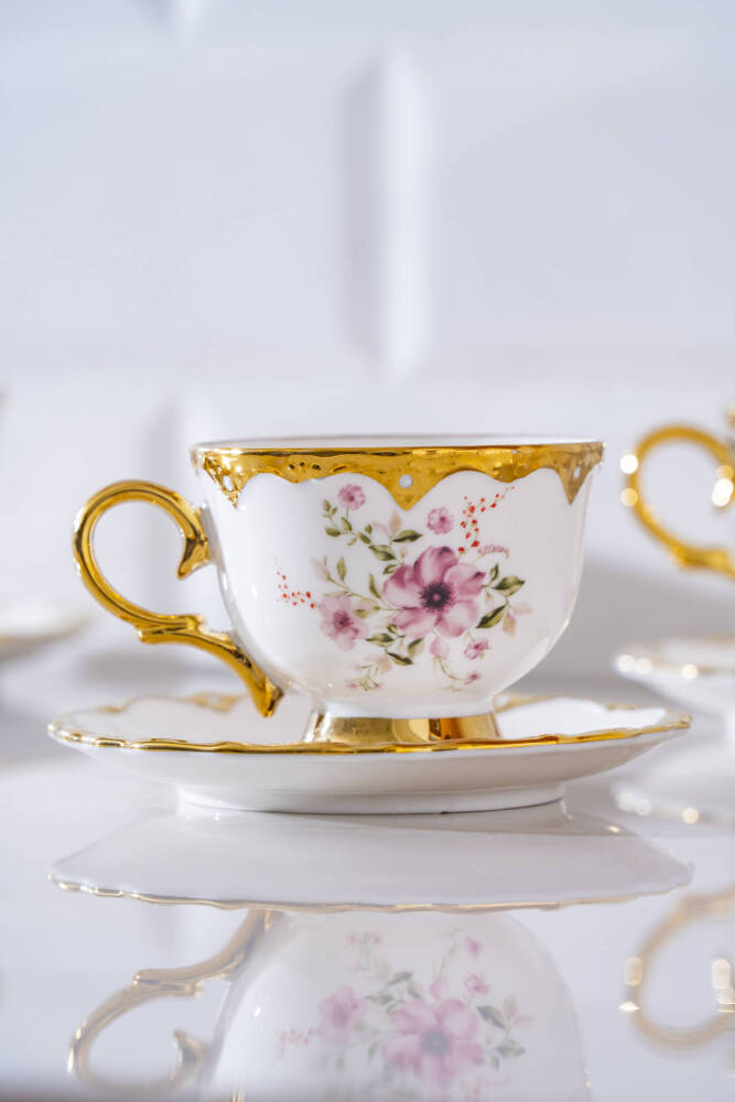 Hermia 6 Kişilik Porselen Kahve Fincan Takımı - 90 ml - 2