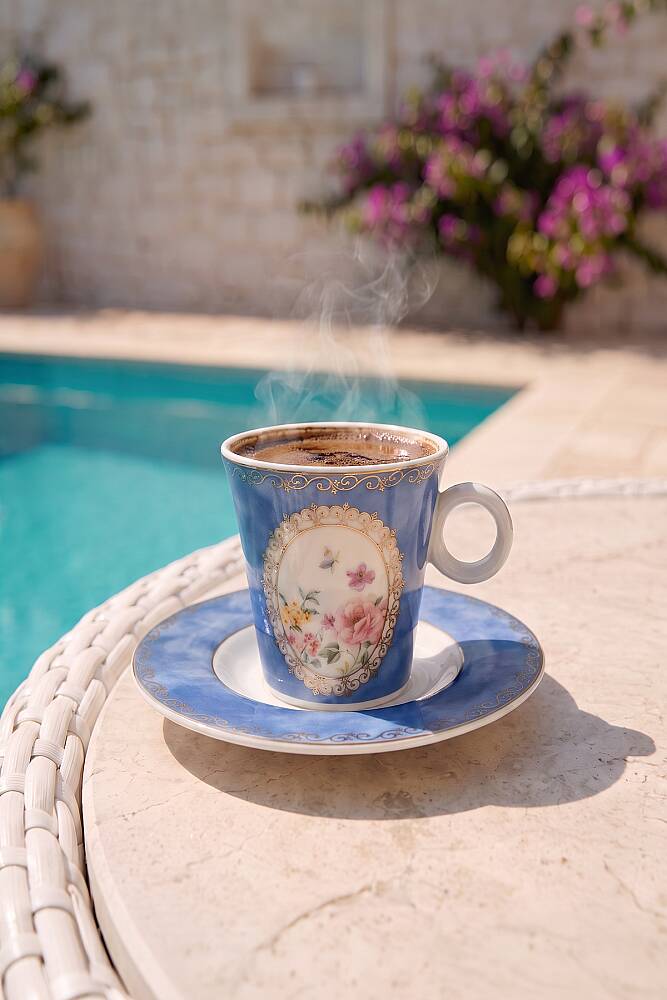 Hilda 6 Kişilik Porselen Kahve Fincanı Takımı - 90 ml - 4