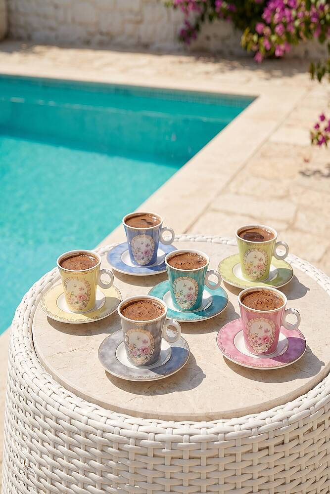 Hilda 6 Kişilik Porselen Kahve Fincanı Takımı - 90 ml - 1