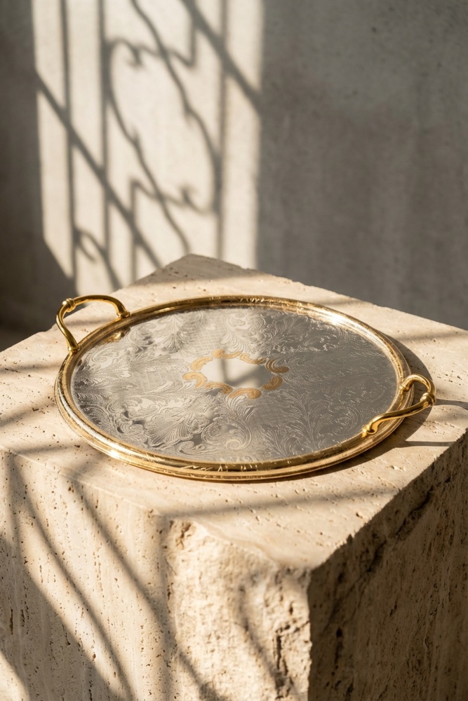 Hilda Gold Desenli Tepsi - 40 cm - 1