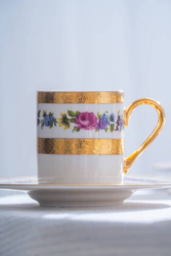 İsadora 24K Altın Detaylı 6 Kişilik Porselen Kahve Fincan Takımı - 100 ml - 4