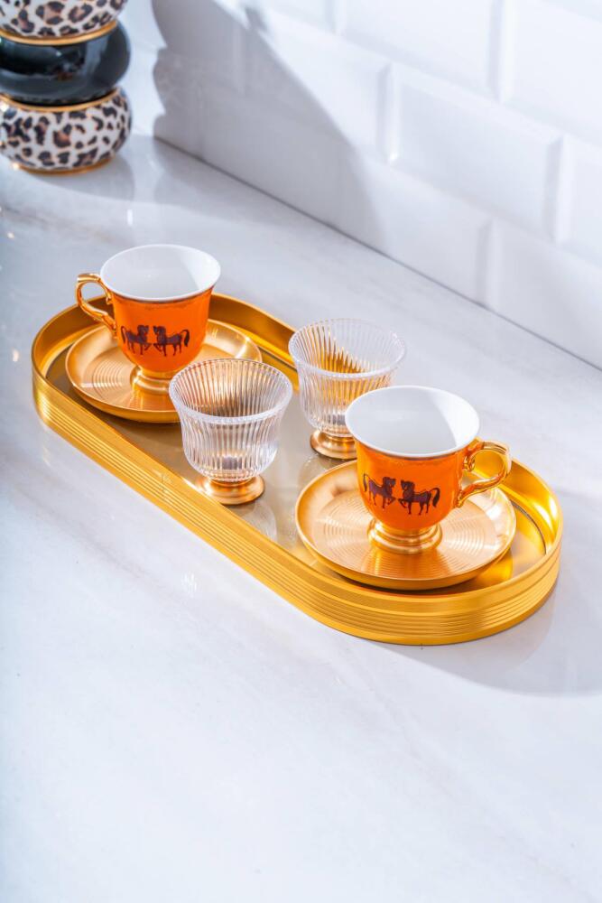 Jasmin 2 Kişilik Cam Tepsili Kahve Fincanı Takımı - 90 ml - 1