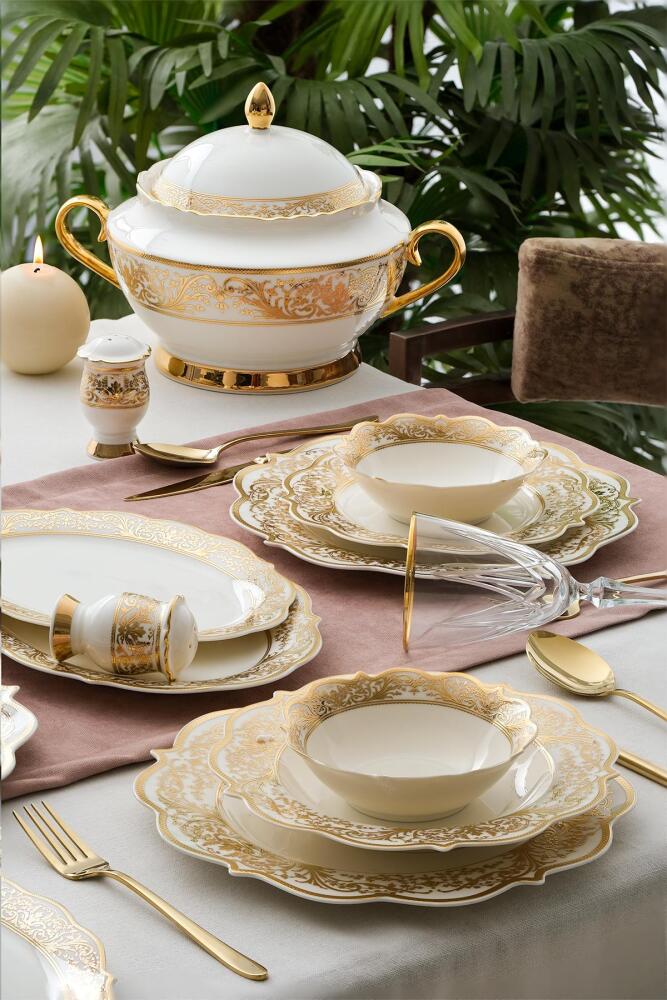 Jasmine 60 Piece Gold Porcelain Dinner Set For 12 People - 5