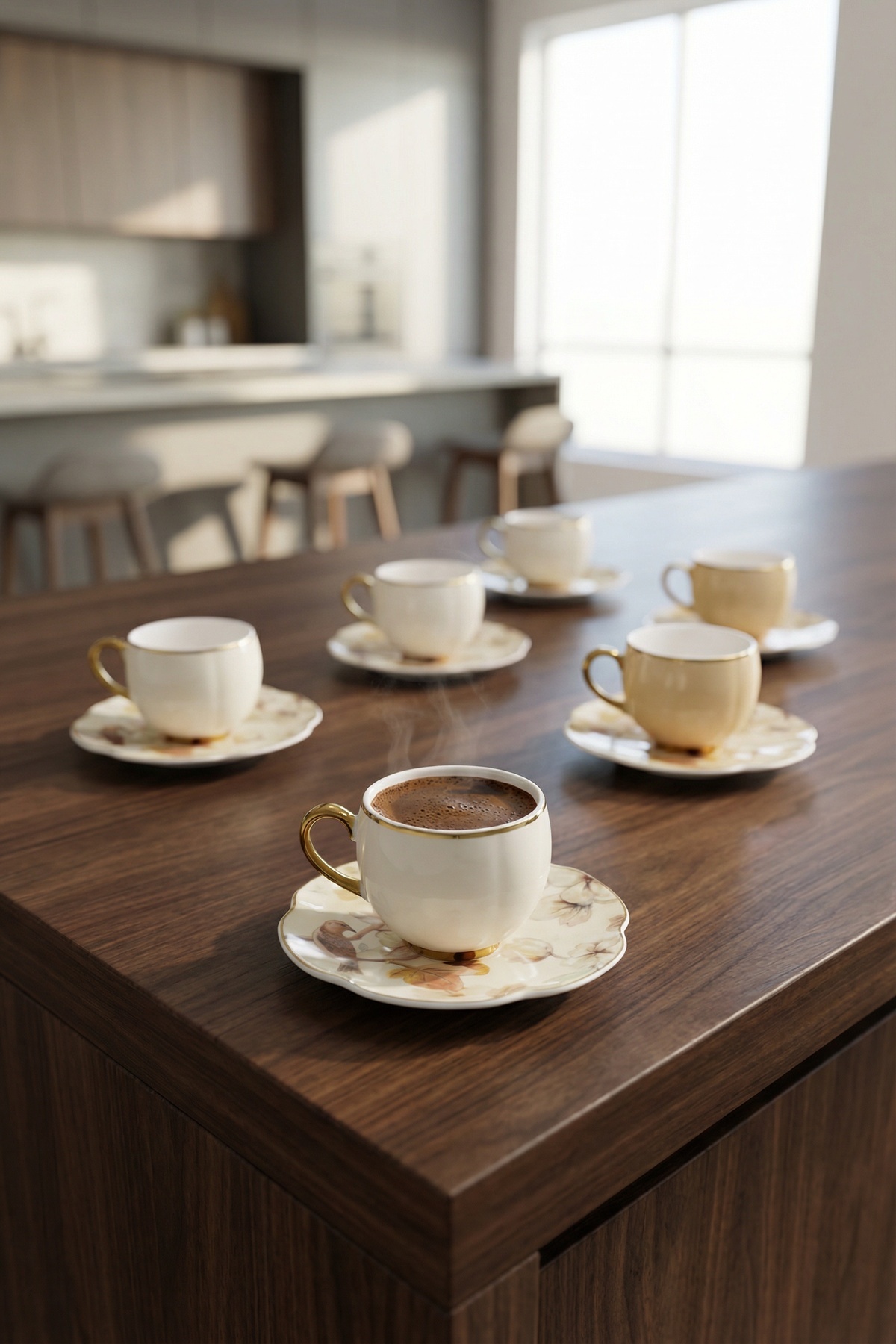 Jensen 6 Kişilik Porselen Kahve Fincan Takımı - 90 ml