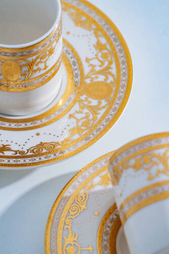 Joanne 24K Altın Detaylı 6 Kişilik Porselen Kahve Fincan Takımı - 90 ml  - 7