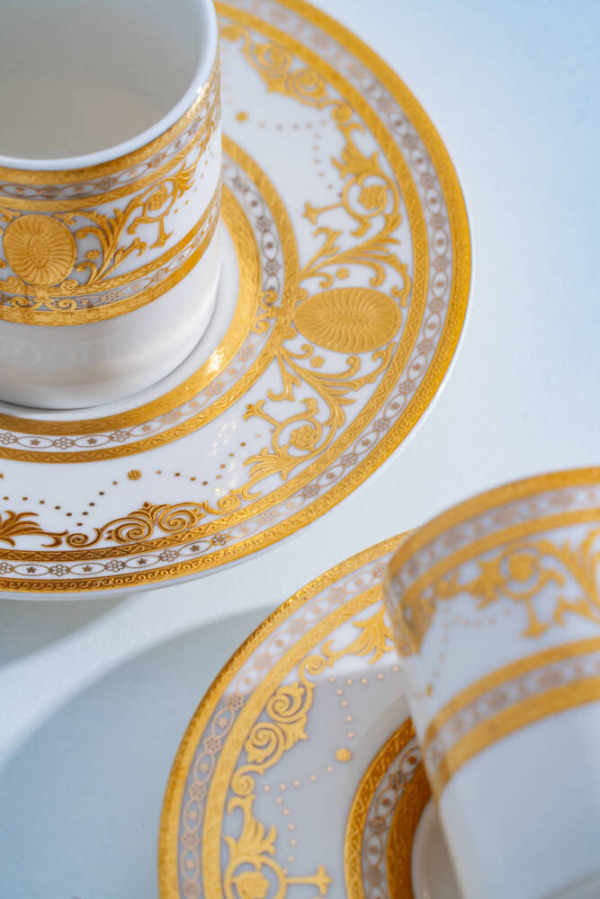 Joanne 24K Altın Detaylı 6 Kişilik Porselen Kahve Fincan Takımı - 90 ml  - 7