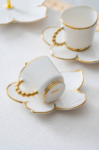 Joyce 2 Kişilik Standlı Kahve Fincan Takımı Gold - 90 ml - 2