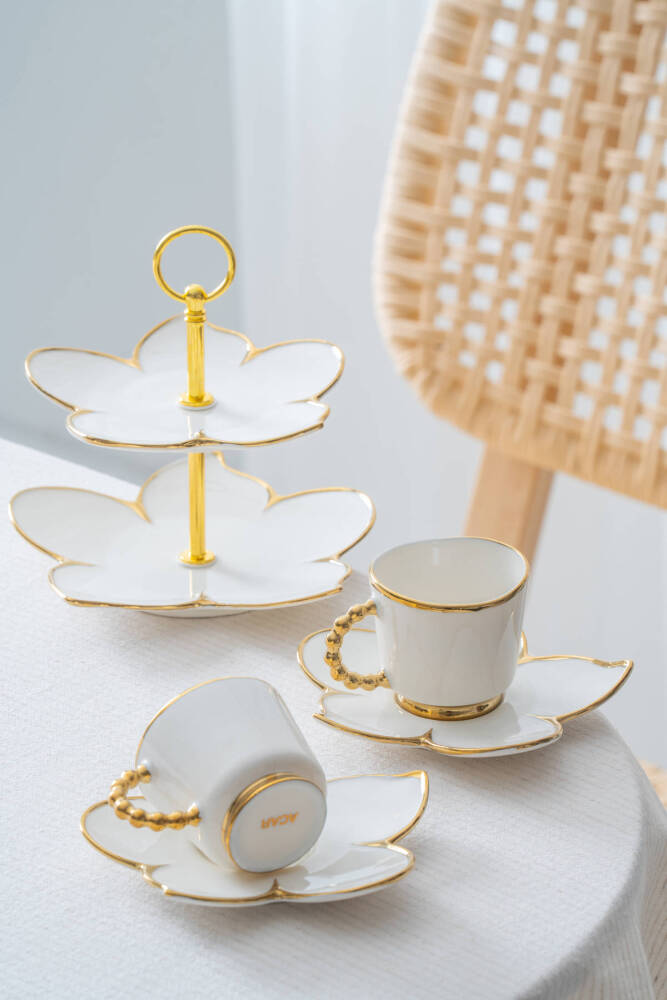 Joyce 2 Kişilik Standlı Kahve Fincan Takımı Gold - 90 ml - 4