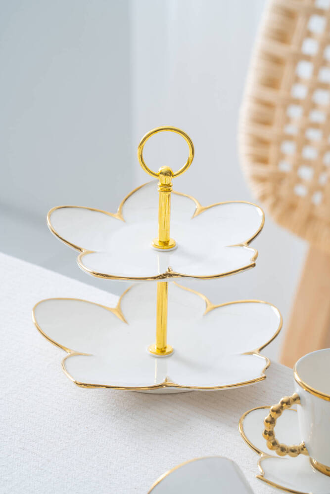 Joyce 2 Kişilik Standlı Kahve Fincan Takımı Gold - 90 ml - 5