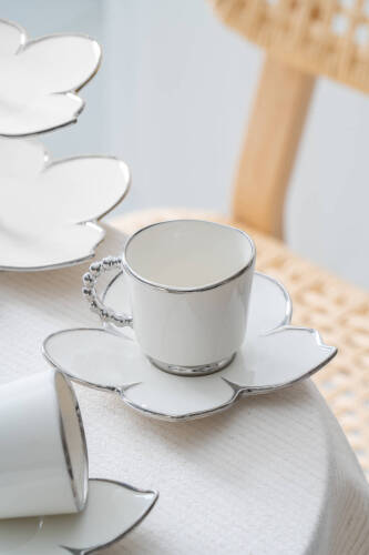 Joyce 2 Kişilik Standlı Kahve Fincan Takımı Silver - 90 ml - 2