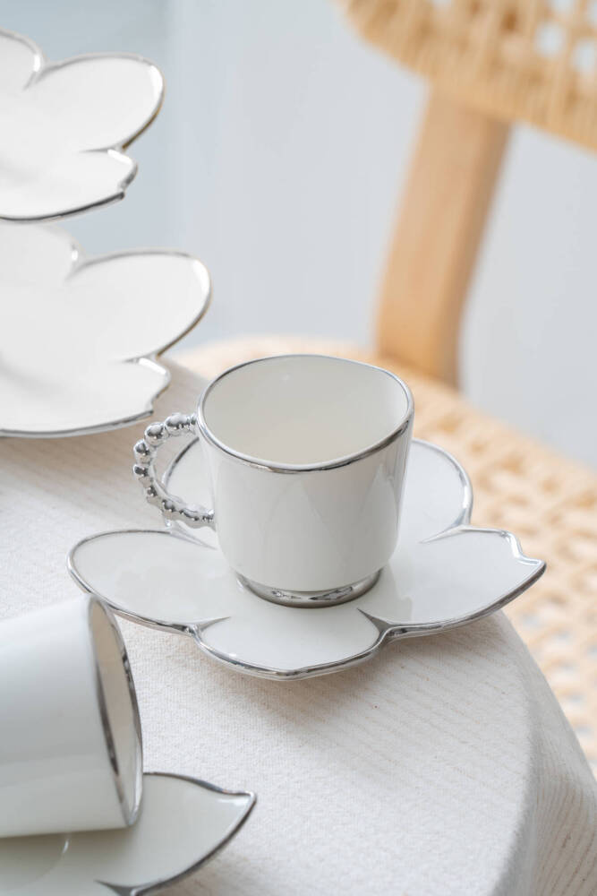 Joyce 2 Kişilik Standlı Kahve Fincan Takımı Silver - 90 ml - 2